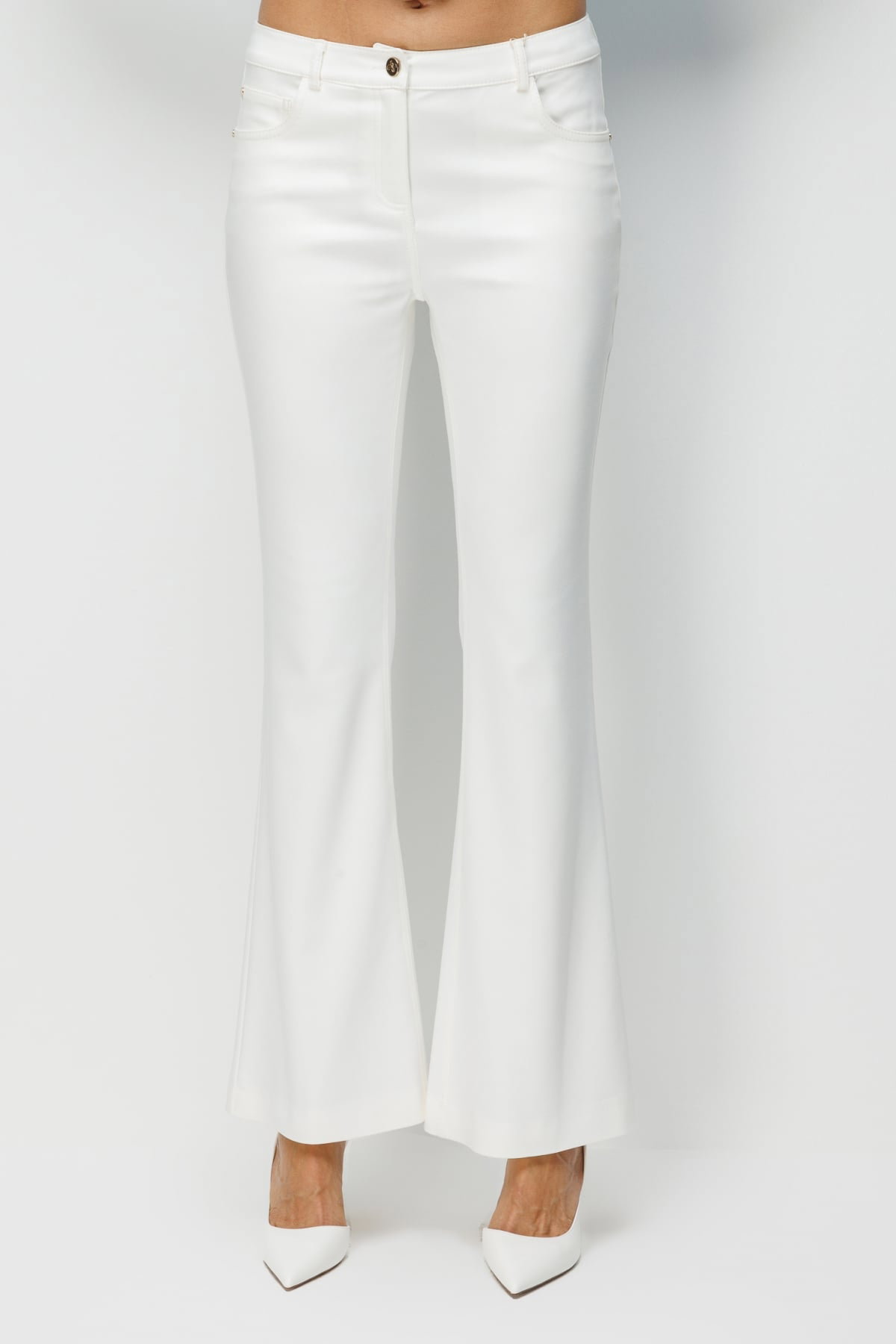 Ekol Kadın Beş Cep İspanyol Paça Pantolon 4034 Ekru - 3