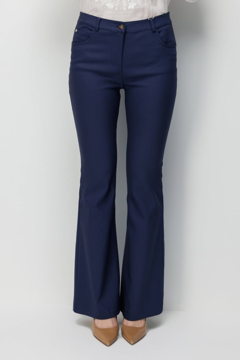 Ekol Kadın Beş Cep İspanyol Paça Pantolon 4034 Lacivert - 3