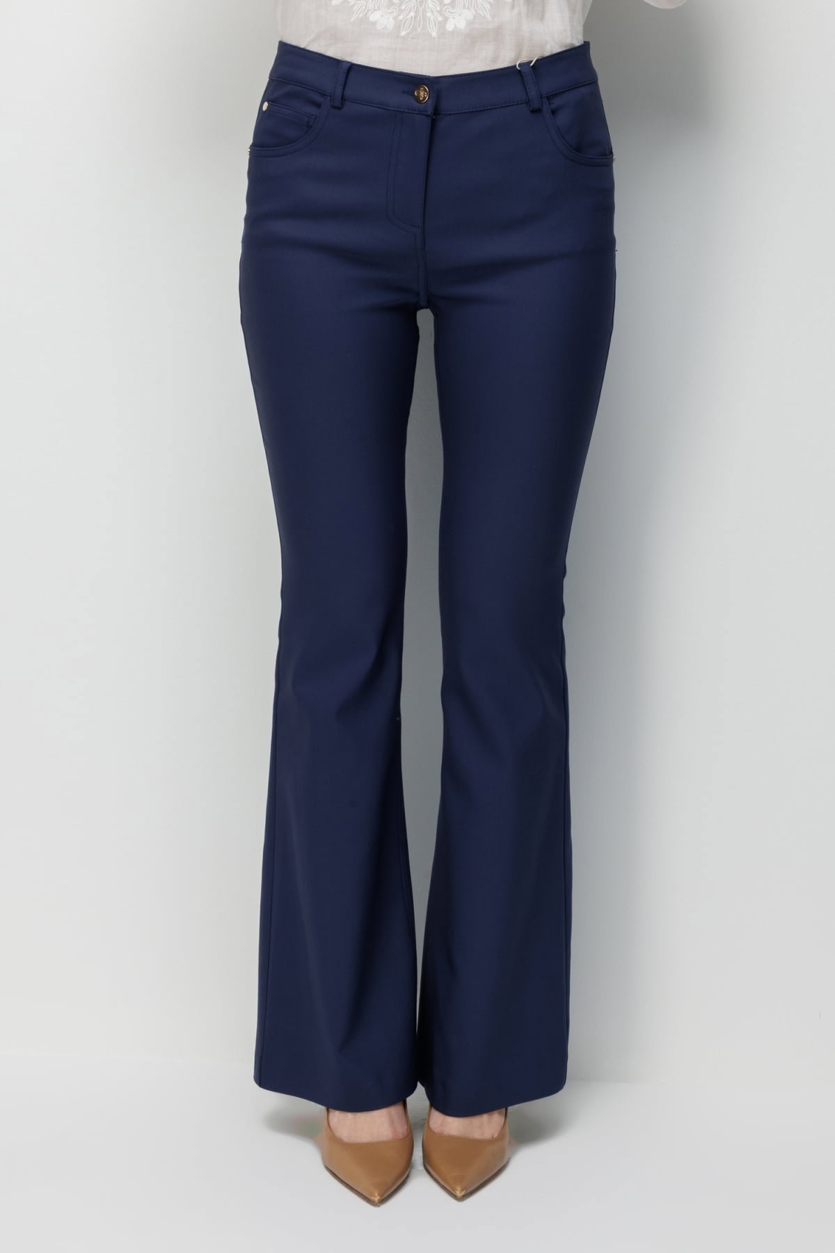 Ekol Kadın Beş Cep İspanyol Paça Pantolon 4034 Lacivert - 3