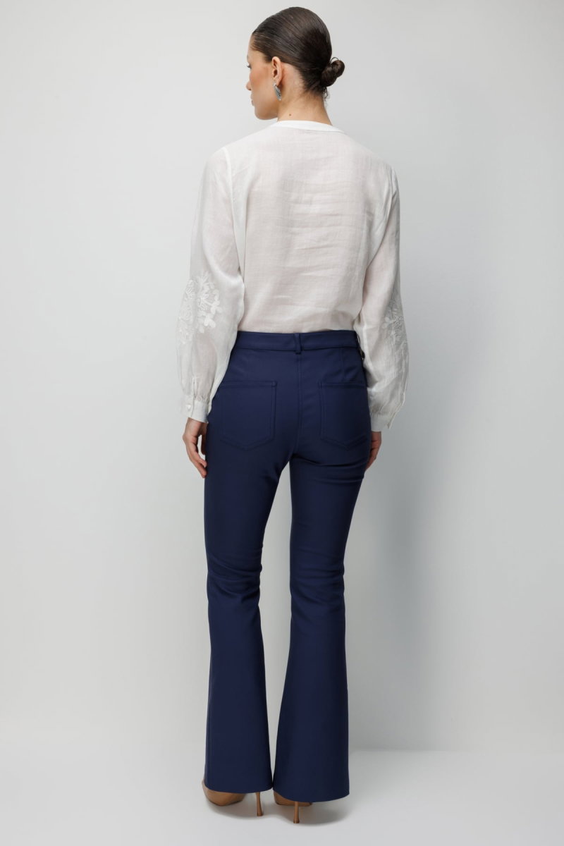 Ekol Kadın Beş Cep İspanyol Paça Pantolon 4034 Lacivert - 5