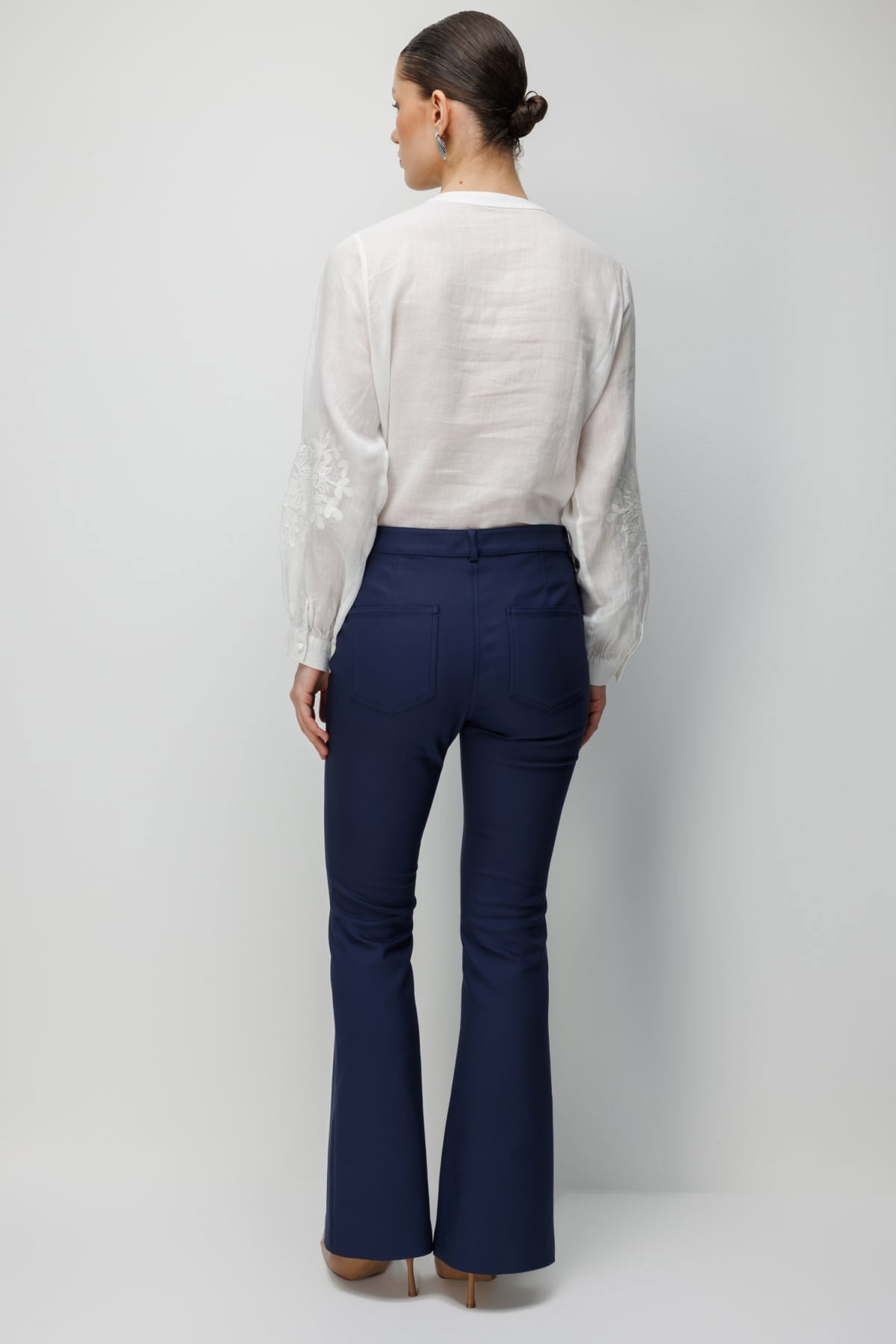 Ekol Kadın Beş Cep İspanyol Paça Pantolon 4034 Lacivert - 5