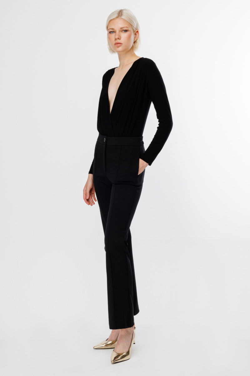 Ekol Kadın Beş Cep İspanyol Paça Pantolon 4079 Siyah - Ekol