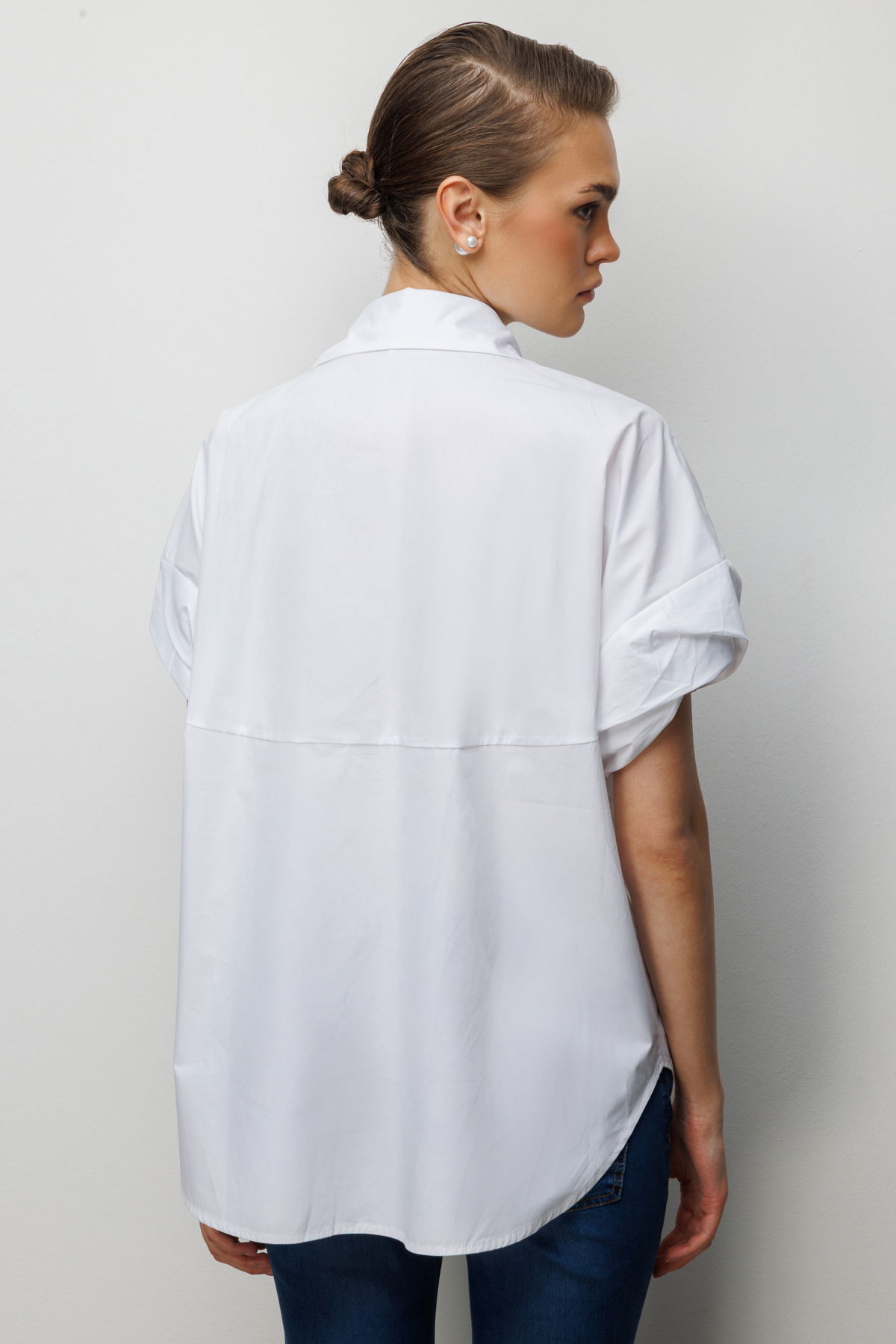 Ekol Kadın Boncuk İşlemeli Balon Kol Pamuk Gömlek 2804 Ekru - 4