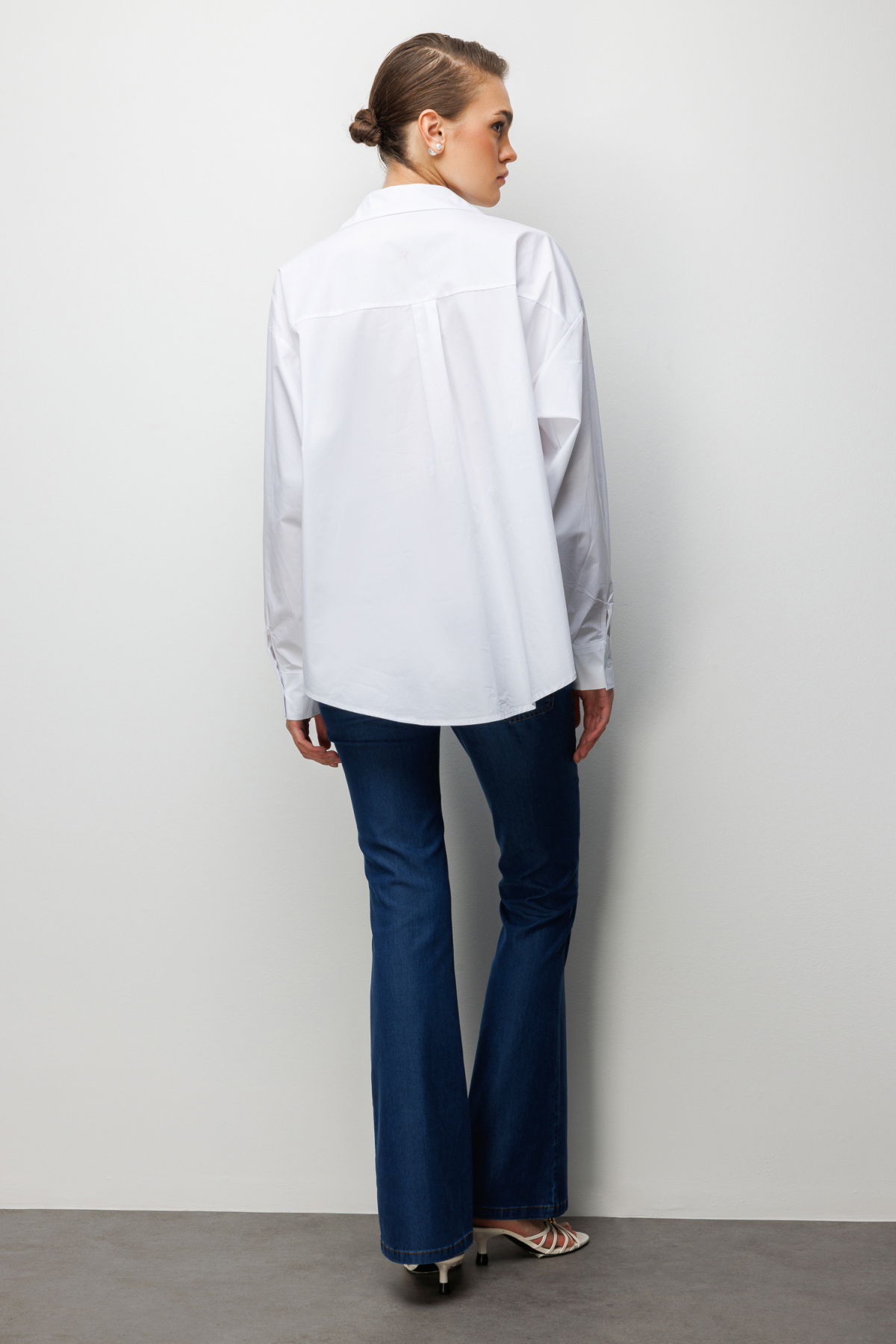 Ekol Kadın Boncuk İşlemeli Uzun Kollu Pamuk Gömlek 2806 Ekru - 4