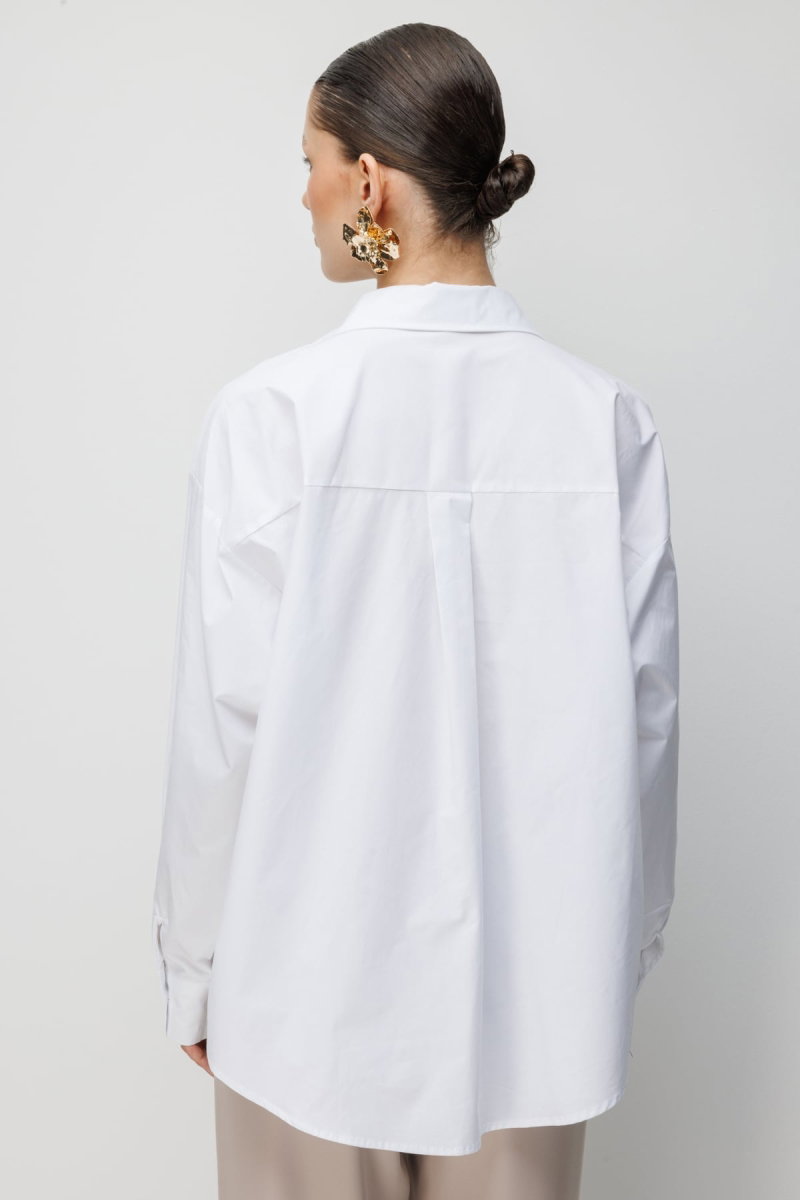 Ekol Kadın Boncuklu Çiçek İşlemeli Pamuk Gömlek 2810 Ekru - 5