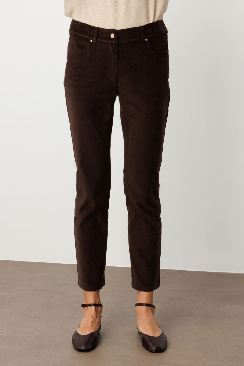 Ekol Kadın Boru Paça Kadife Pantolon 1049 Kahverengi - 3