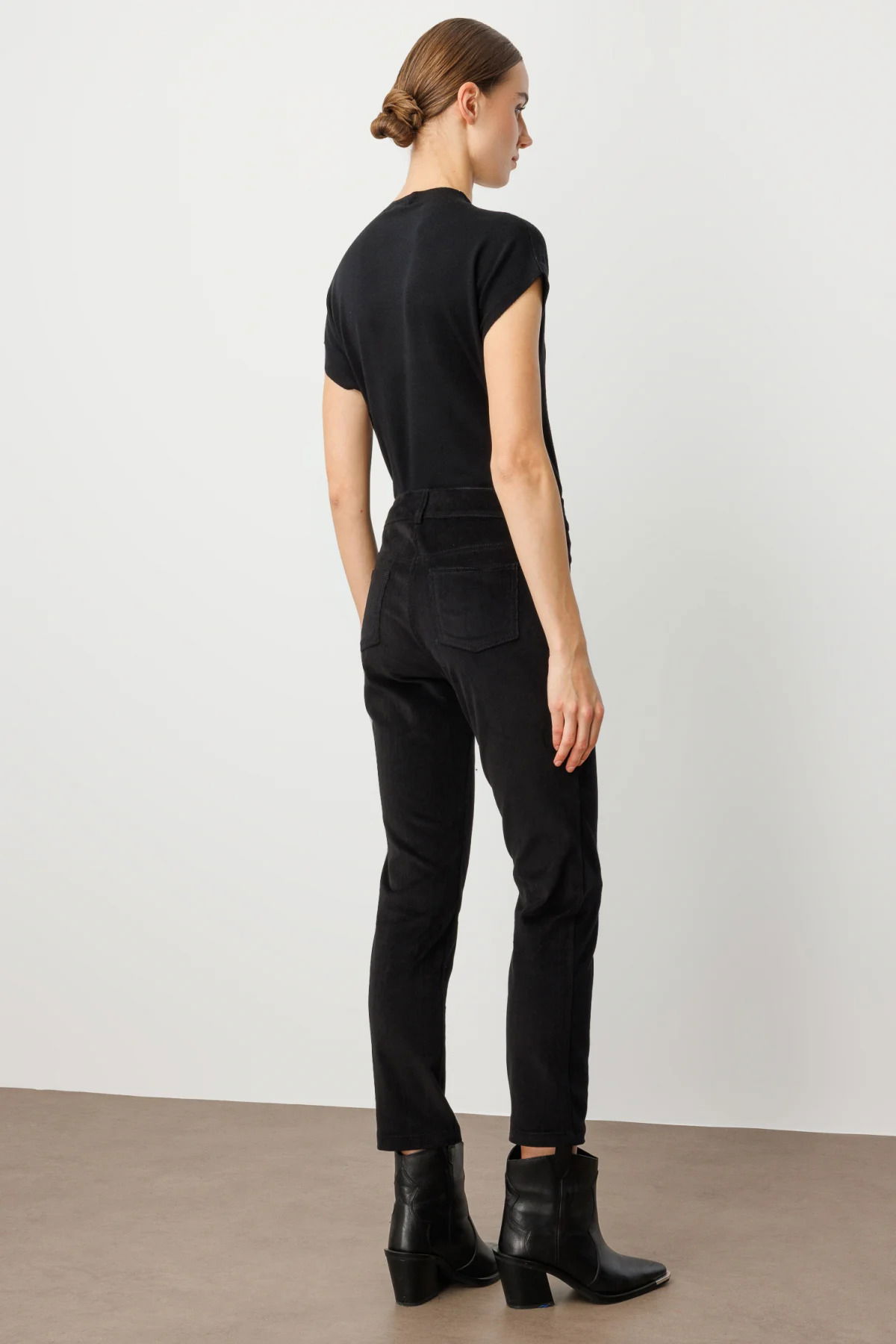 Ekol Kadın Boru Paça Kadife Pantolon 1049 Siyah - 4