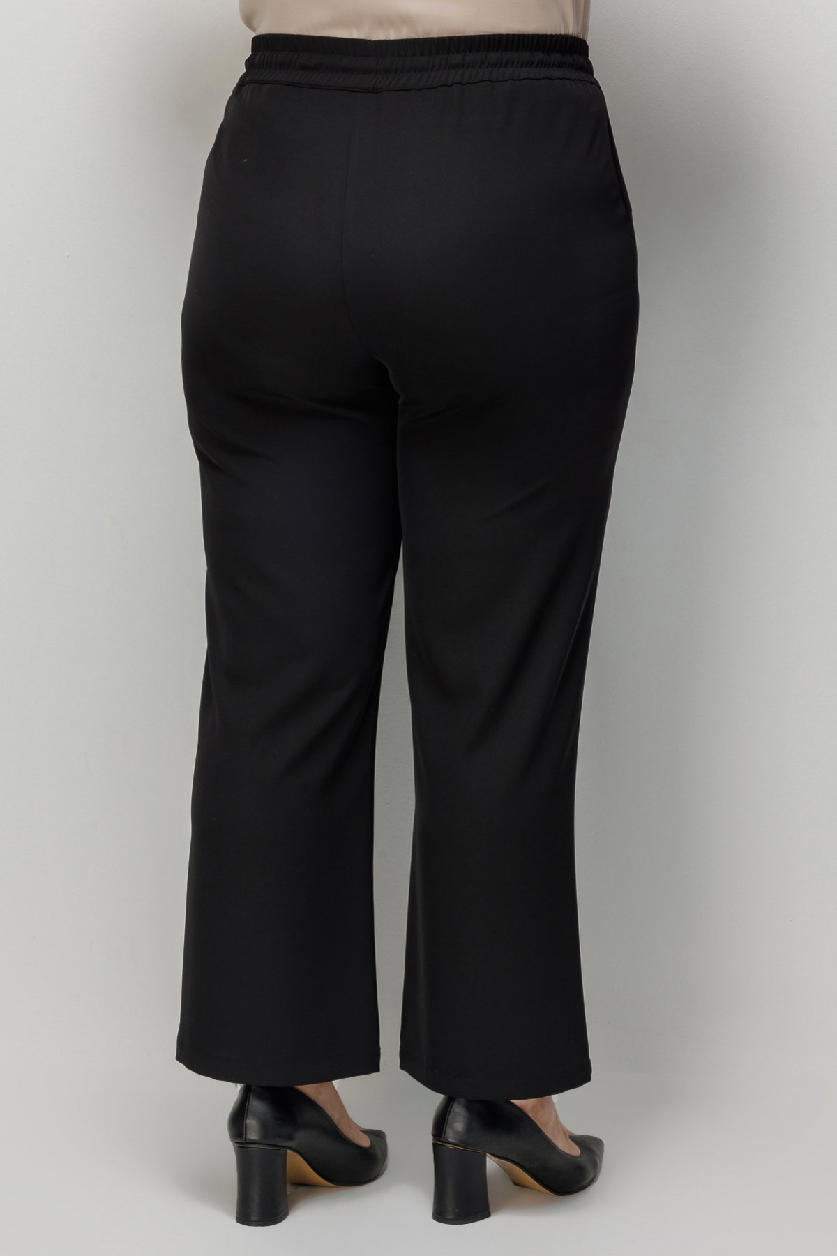 Ekol Kadın Büyük Beden Beli Bağcıklı Bol Paça Pantolon 4126 Siyah - 4