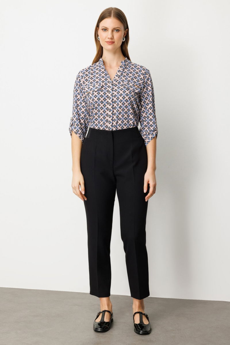 Ekol Kadın Büyük Beden Beli Kalın Lastikli Boru Paça Pantolon 1111 Siyah - 2