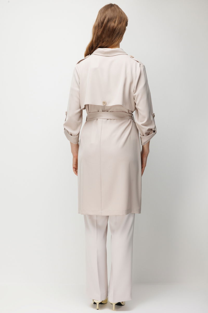 Ekol Kadın Büyük Beden Beli Kuşaklı Apoletli Trenç 7522 Kum - 5