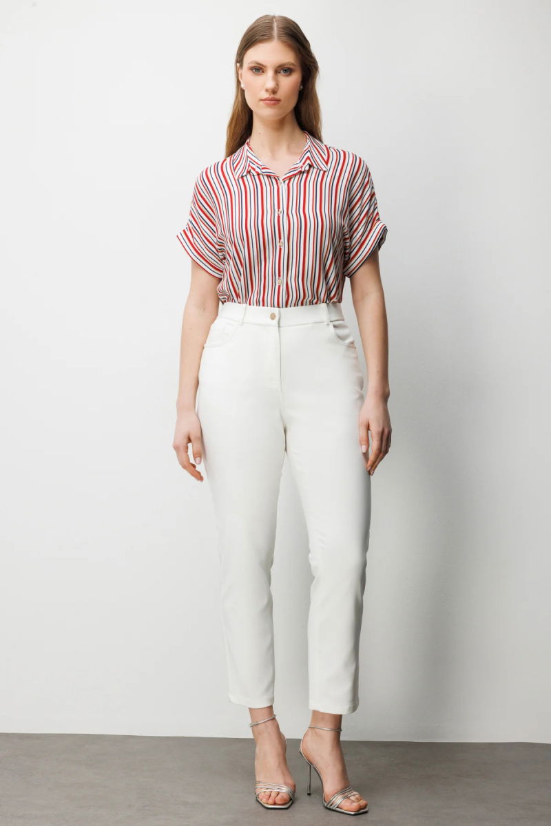 Ekol Kadın Büyük Beden Beş Cep Dar Paça Pantolon 4036 Ekru - Ekol