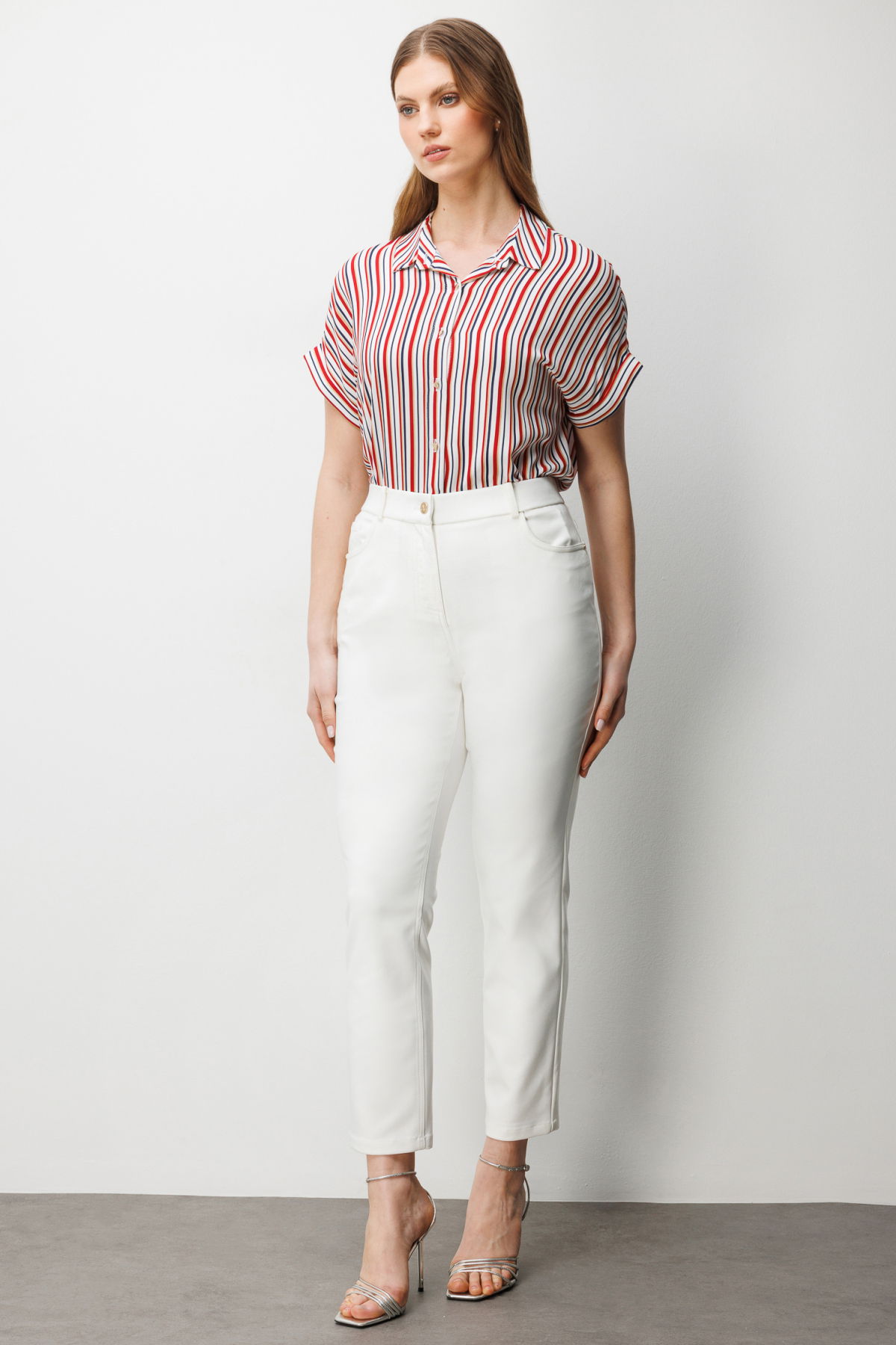 Ekol Kadın Büyük Beden Beş Cep Dar Paça Pantolon 4036 Ekru - 2