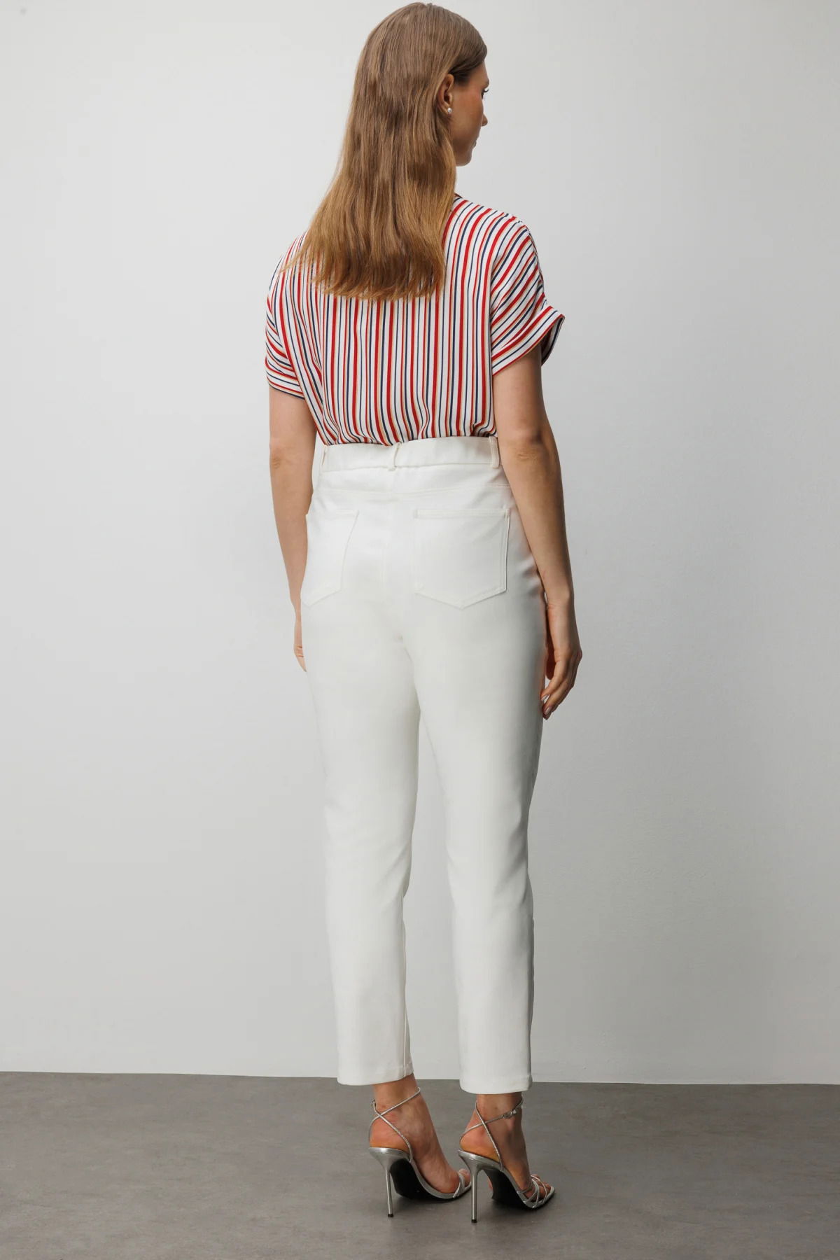 Ekol Kadın Büyük Beden Beş Cep Dar Paça Pantolon 4036 Ekru - 4