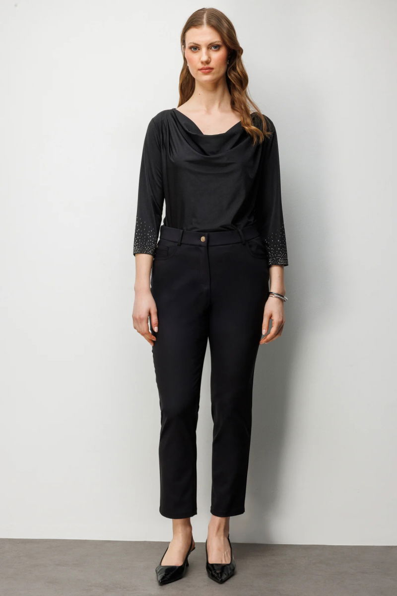 Ekol Kadın Büyük Beden Beş Cep Dar Paça Pantolon 4036 Siyah - Ekol