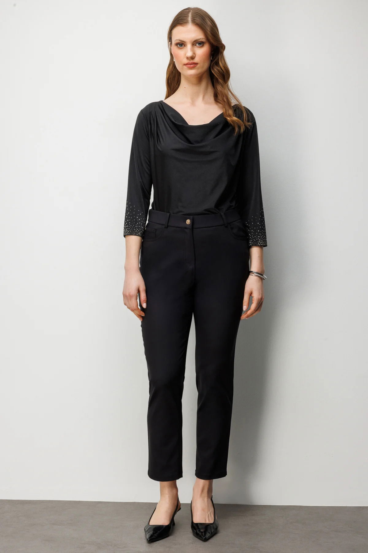 Ekol Kadın Büyük Beden Beş Cep Dar Paça Pantolon 4036 Siyah - 1