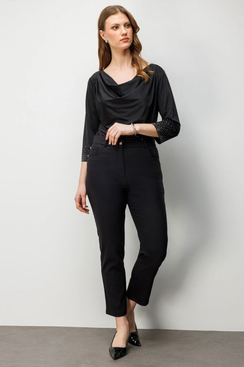 Ekol Kadın Büyük Beden Beş Cep Dar Paça Pantolon 4036 Siyah - 2