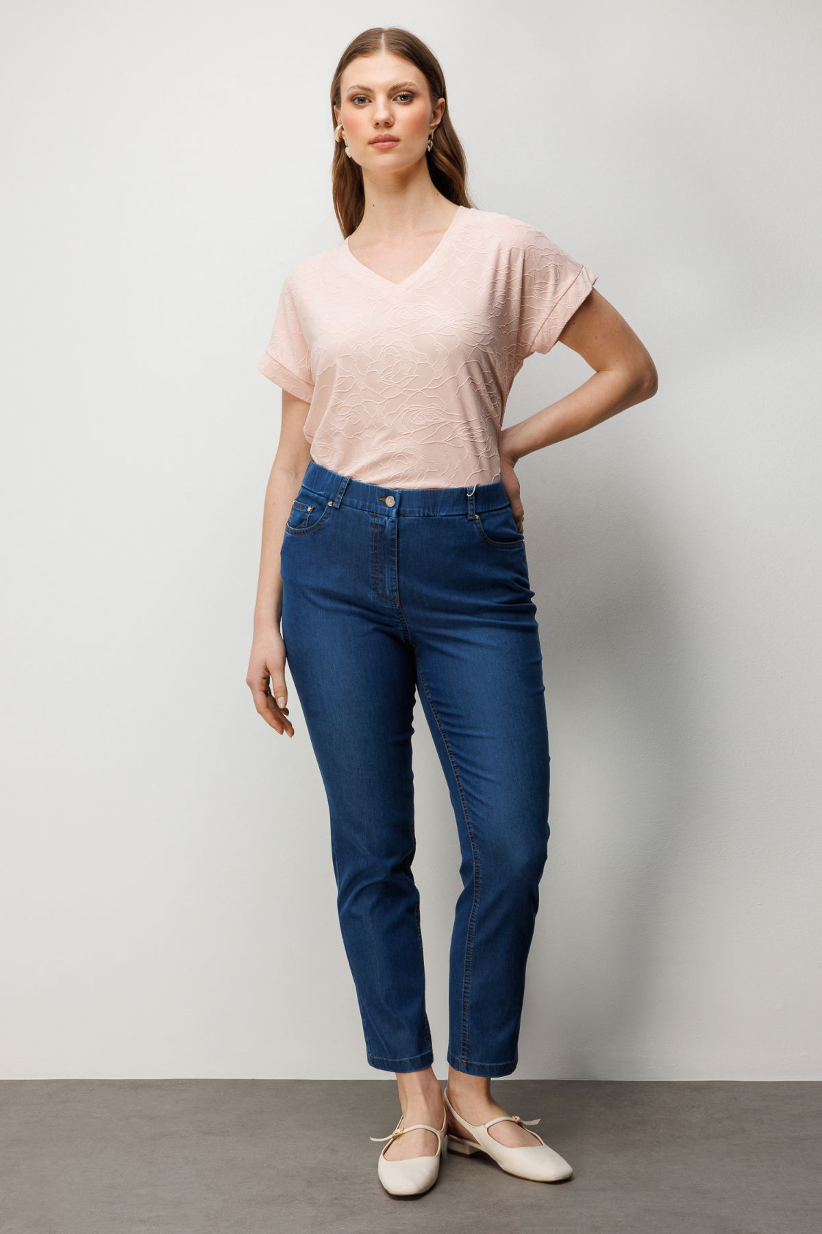 Ekol Kadın Büyük Beden Beş Cep Dar Paça Pantolon 4086 Indigo - 1