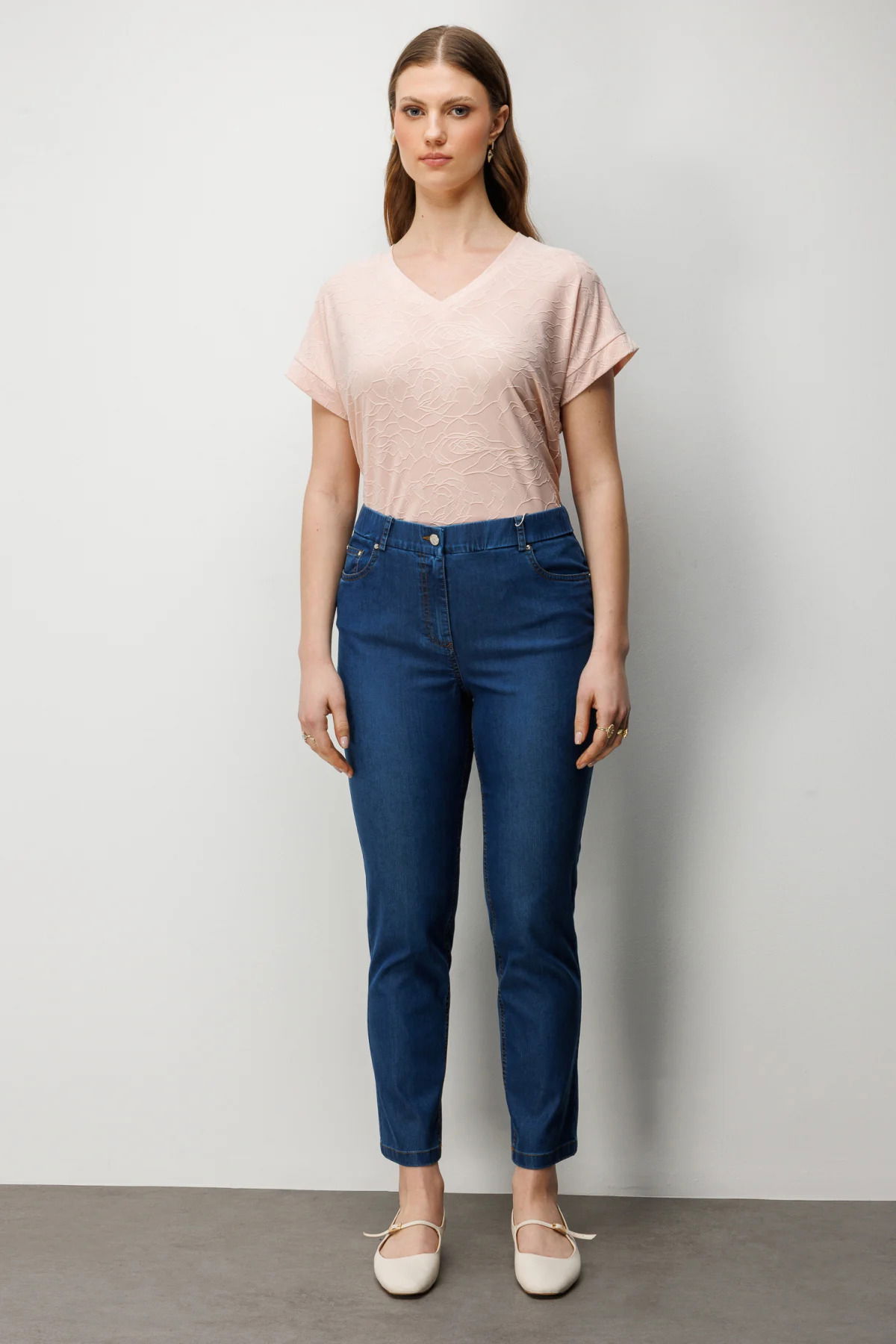 Ekol Kadın Büyük Beden Beş Cep Dar Paça Pantolon 4086 Indigo - 2