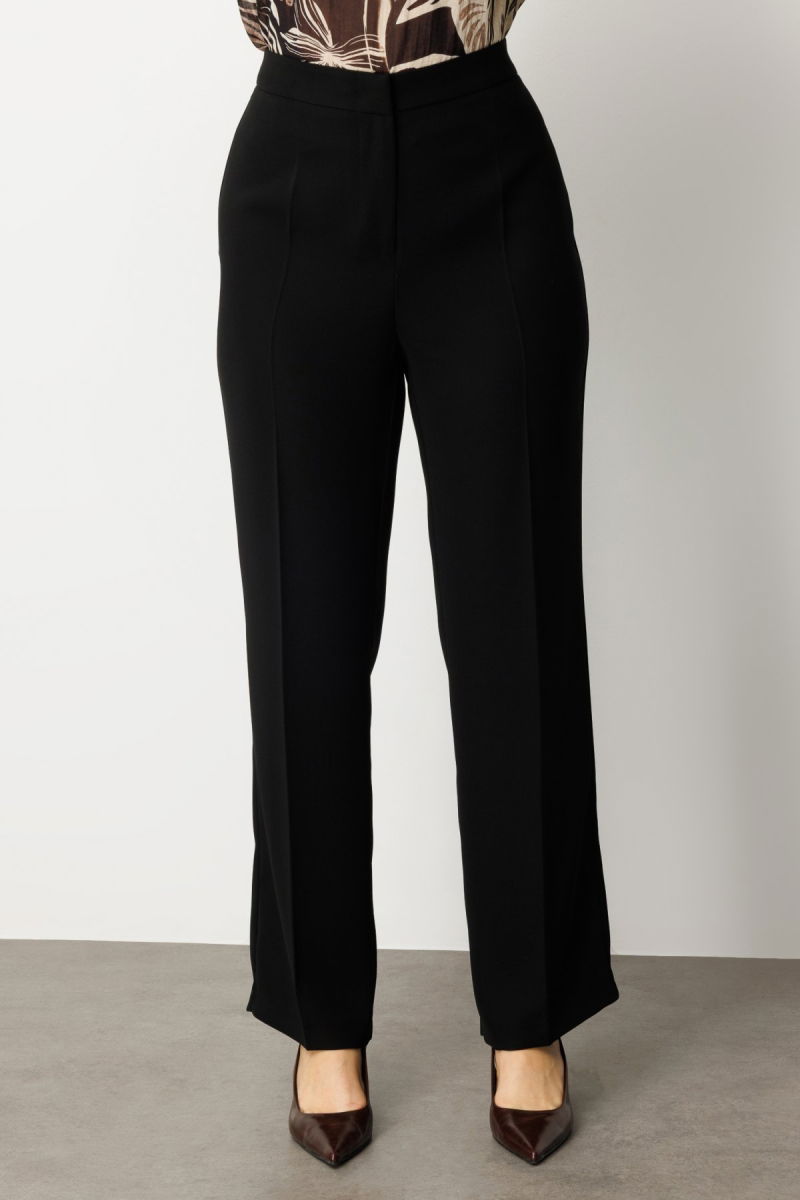 Ekol Kadın Büyük Beden Bol Paça Krep Pantolon 1033 Siyah - 3