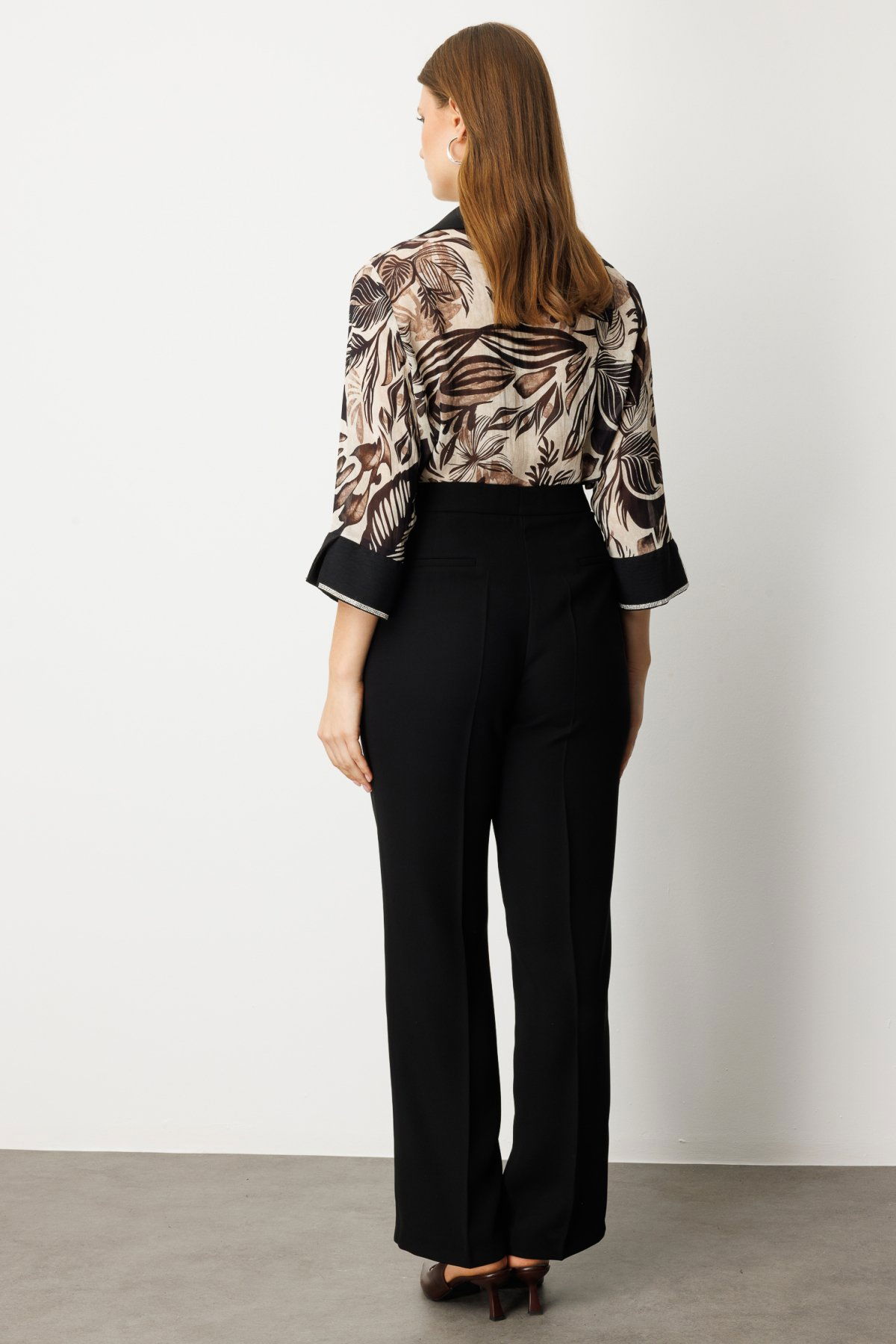 Ekol Kadın Büyük Beden Bol Paça Krep Pantolon 1033 Siyah - 4