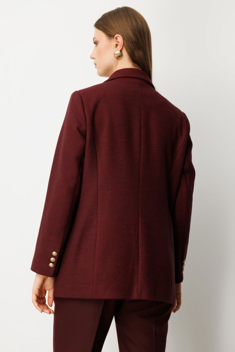 Ekol Kadın Büyük Beden Cebi Armalı Ceket 5571 Bordo - 4