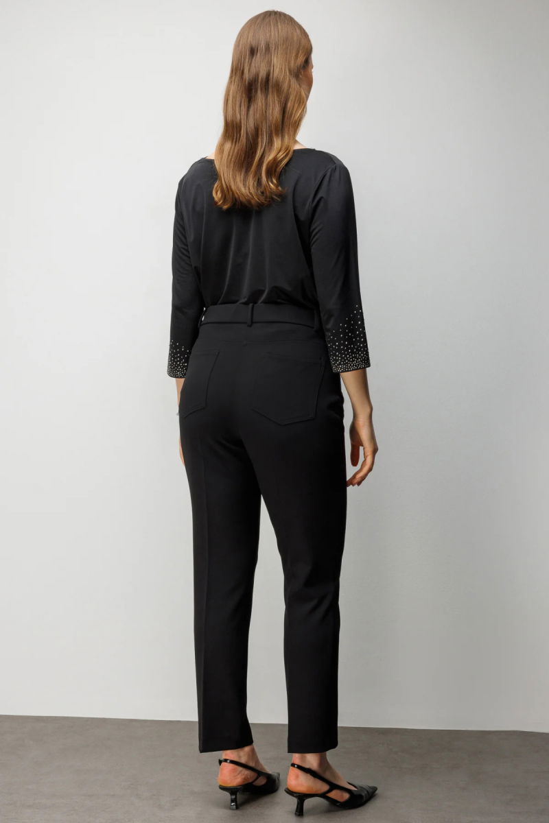 Ekol Kadın Büyük Beden Cebi Taş İşlemeli Dar Paça Pantolon 4026 Siyah - 4