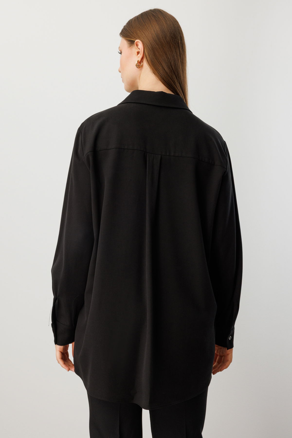 Ekol Kadın Büyük Beden Cebi Taş İşlemeli Gömlek 3561 Siyah - 4