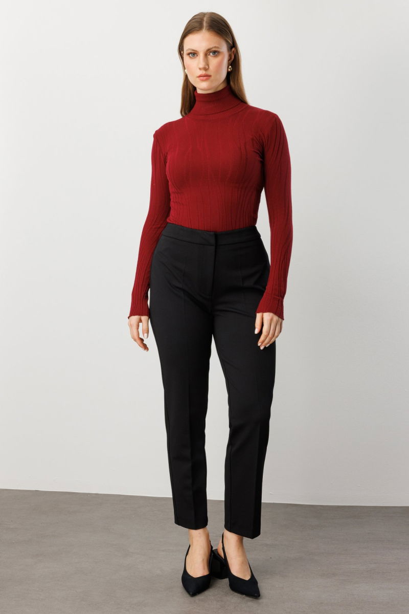 Ekol Kadın Büyük Beden Dar Paça Cepsiz Pantolon 1025 Siyah - Ekol