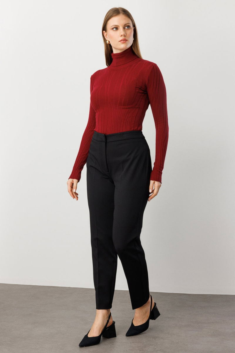 Ekol Kadın Büyük Beden Dar Paça Cepsiz Pantolon 1025 Siyah - 2