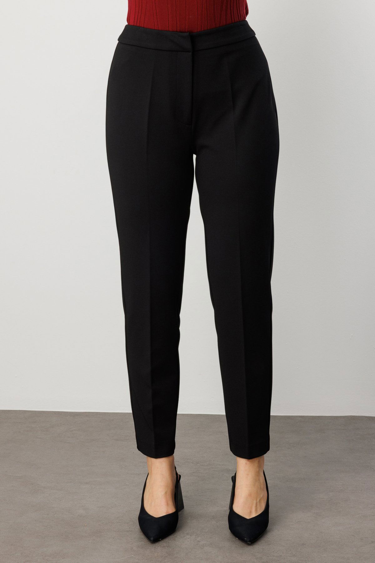 Ekol Kadın Büyük Beden Dar Paça Cepsiz Pantolon 1025 Siyah - 3