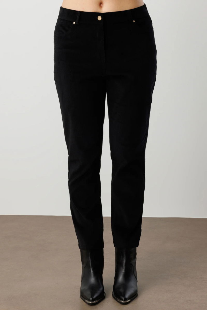 Ekol Kadın Büyük Beden Dar Paça Kadife Pantolon 1051 Siyah - 3