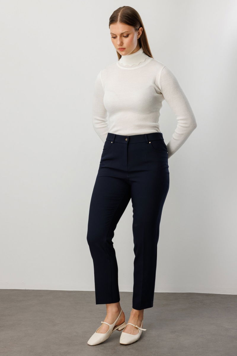 Ekol Kadın Büyük Beden Dar Paça Pantolon 1009 Lacivert - Ekol