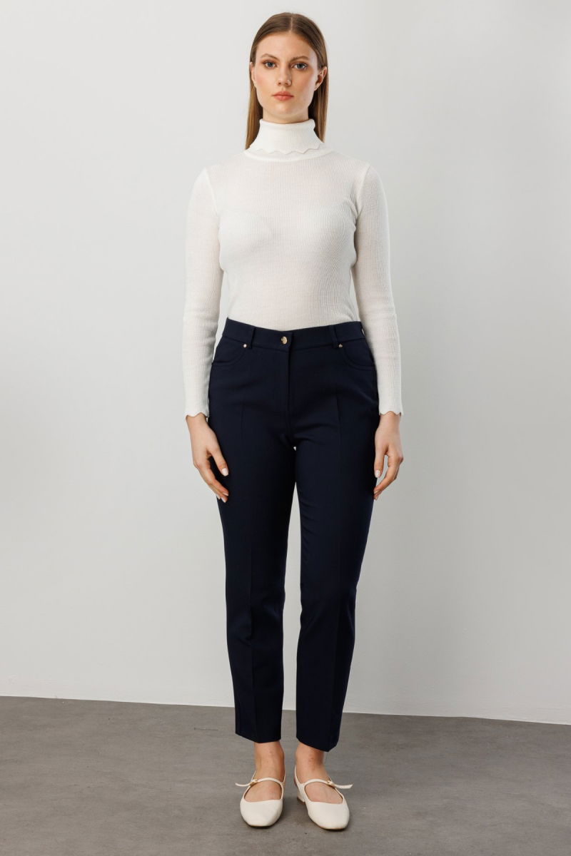 Ekol Kadın Büyük Beden Dar Paça Pantolon 1009 Lacivert - 2