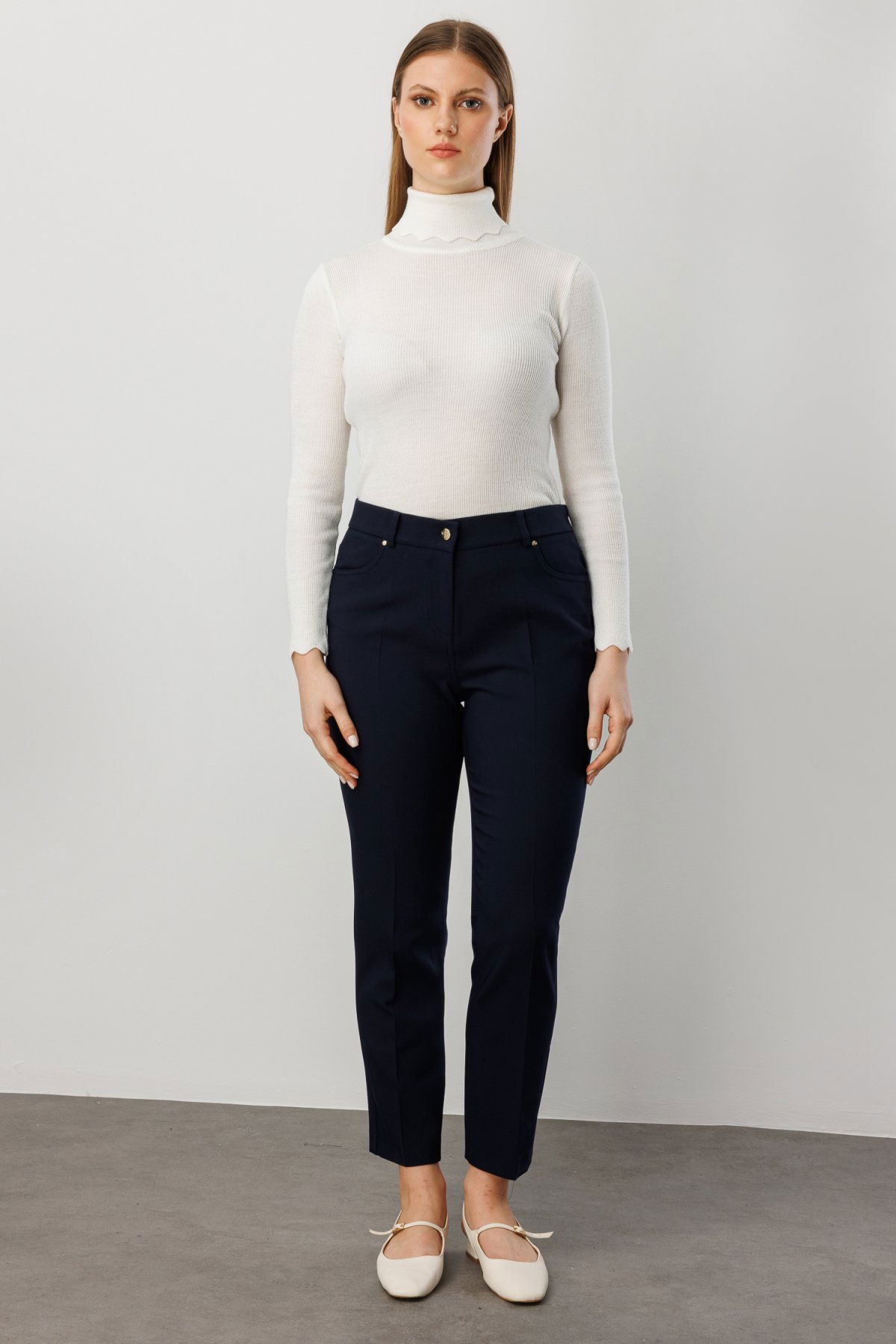 Ekol Kadın Büyük Beden Dar Paça Pantolon 1009 Lacivert - 2