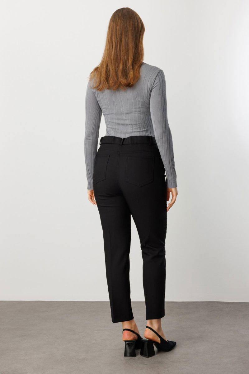 Ekol Kadın Büyük Beden Dar Paça Pantolon 1009 Siyah - 4