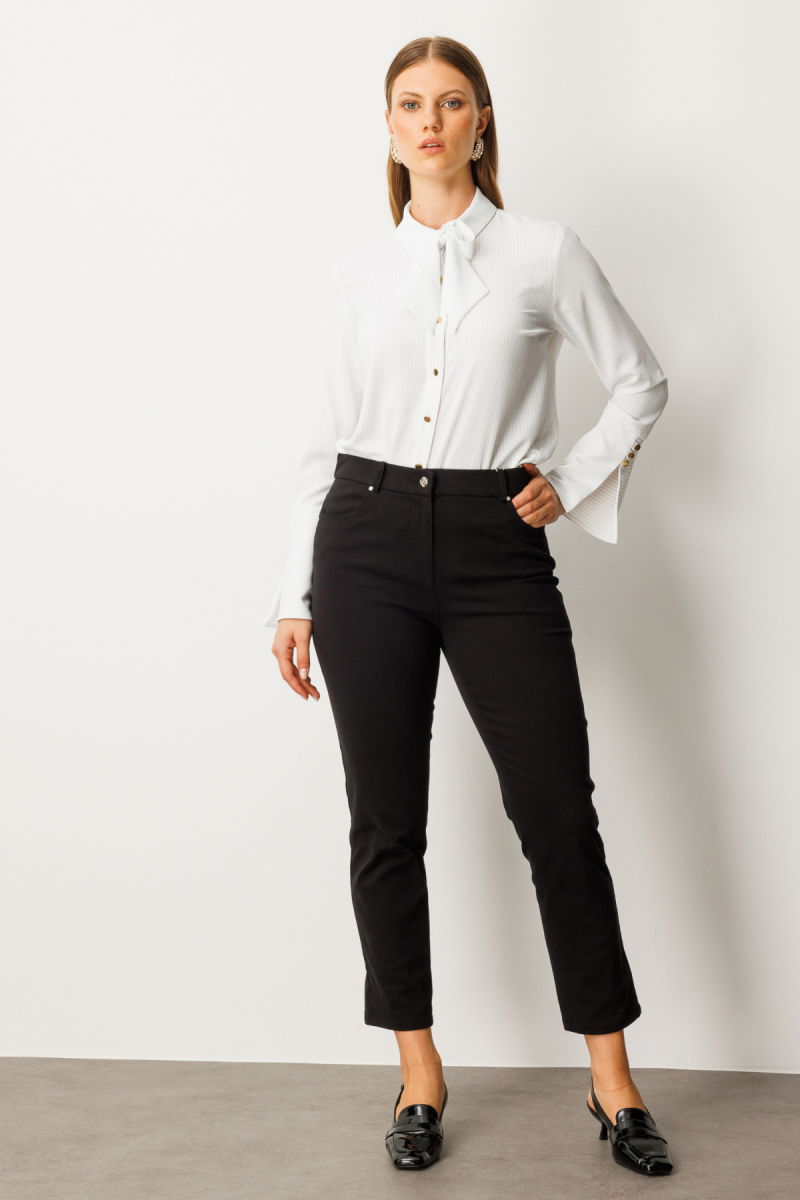 Ekol Kadın Büyük Beden Dar Paça Pantolon 1063 Siyah - 2