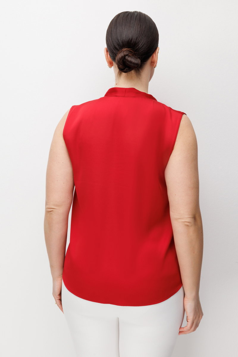 Ekol Kadın Büyük Beden Drapeli V Yaka Bluz 2506 Kırmızı - 4