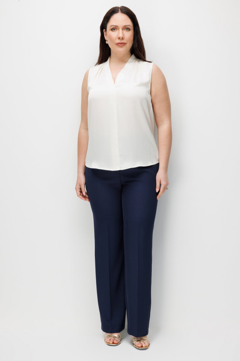 Ekol Kadın Büyük Beden Drapeli V Yaka Bluz 2506 Krem - 3