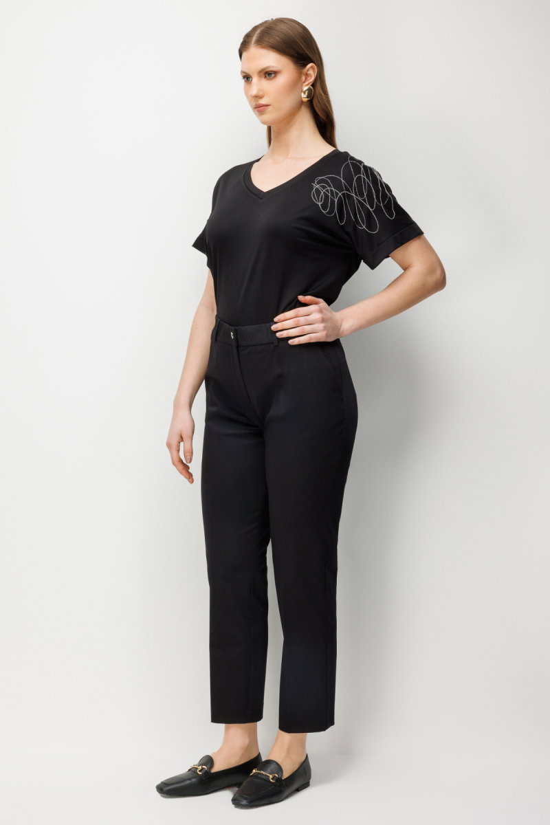 Ekol Kadın Büyük Beden Düşük Bel Dar Paça Pantolon 4020 Siyah - 2