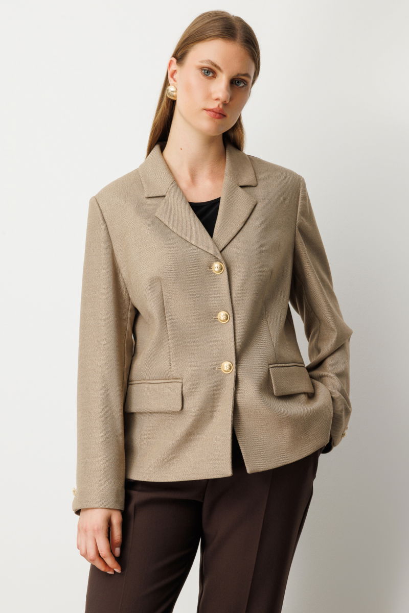 Ekol Kadın Büyük Beden Kapak Cepli Ceket 5549 Gold - 2