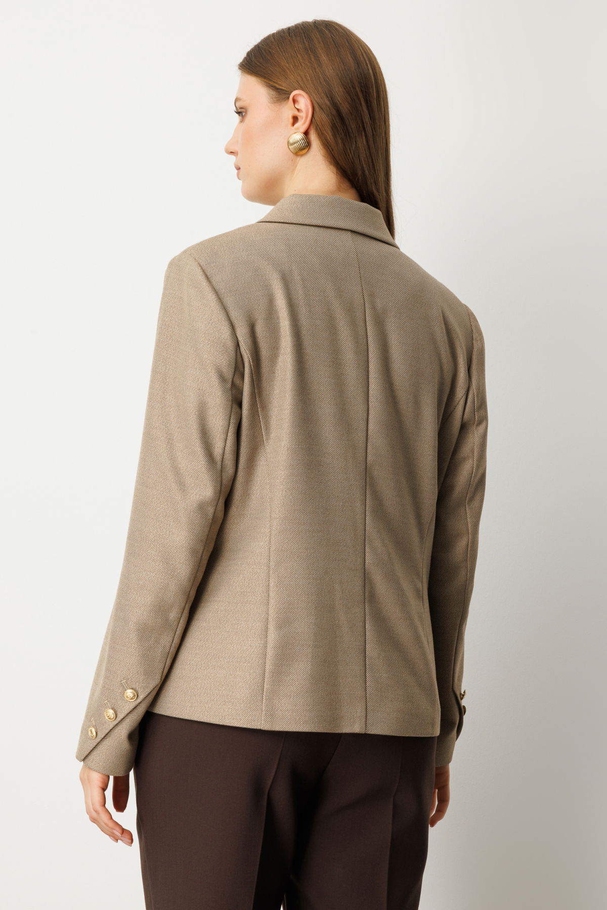 Ekol Kadın Büyük Beden Kapak Cepli Ceket 5549 Gold - 4