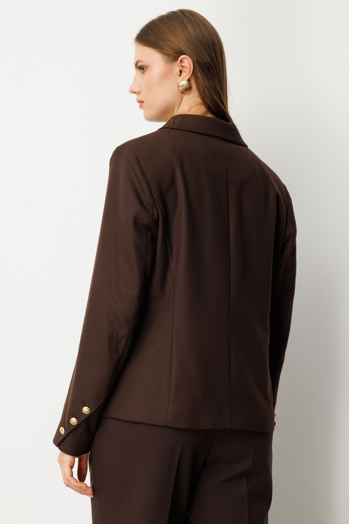 Ekol Kadın Büyük Beden Kapak Cepli Ceket 5549 Kahverengi - 4