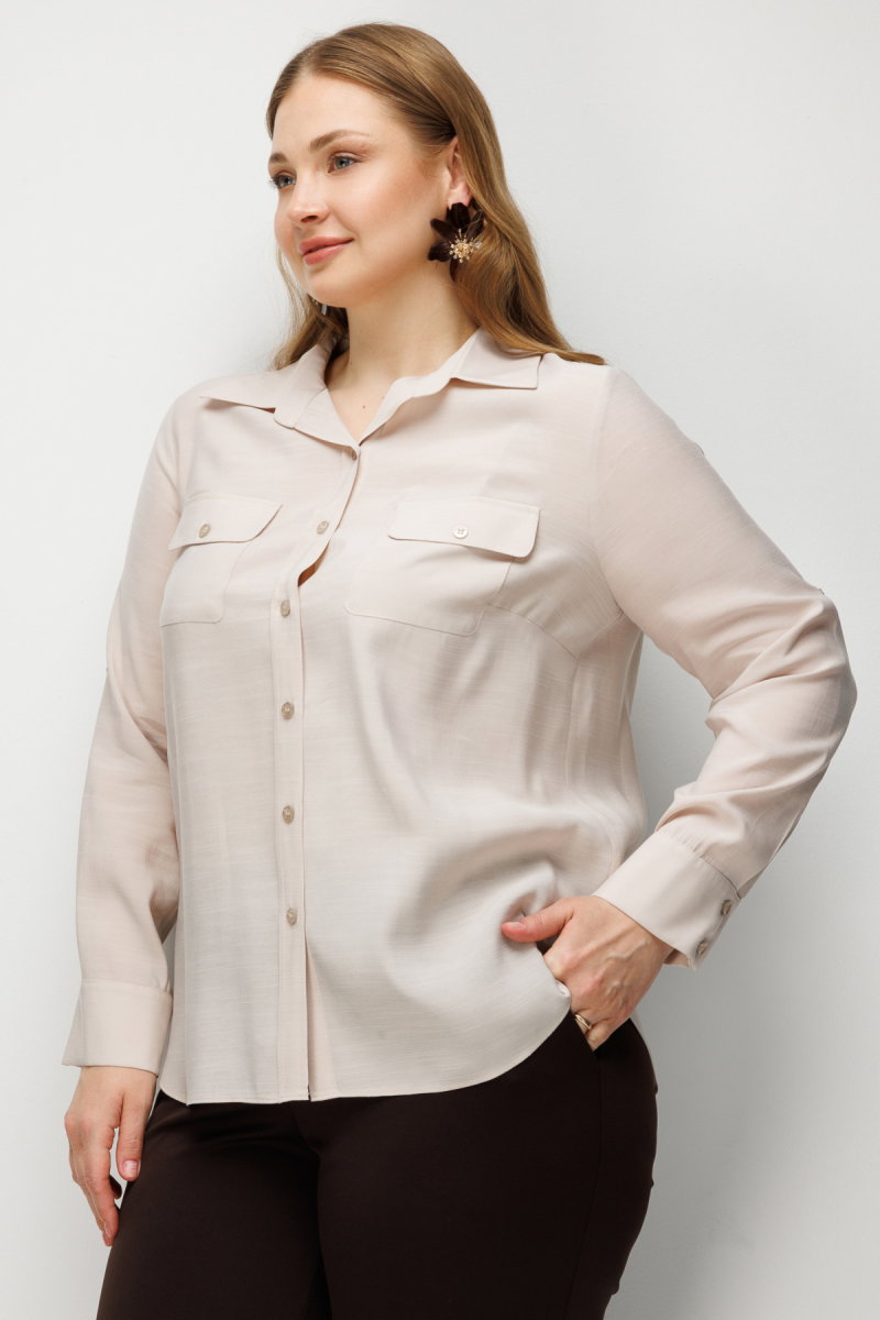 Ekol Kadın Büyük Beden Kapak Cepli Gömlek 2512 Taş - 2