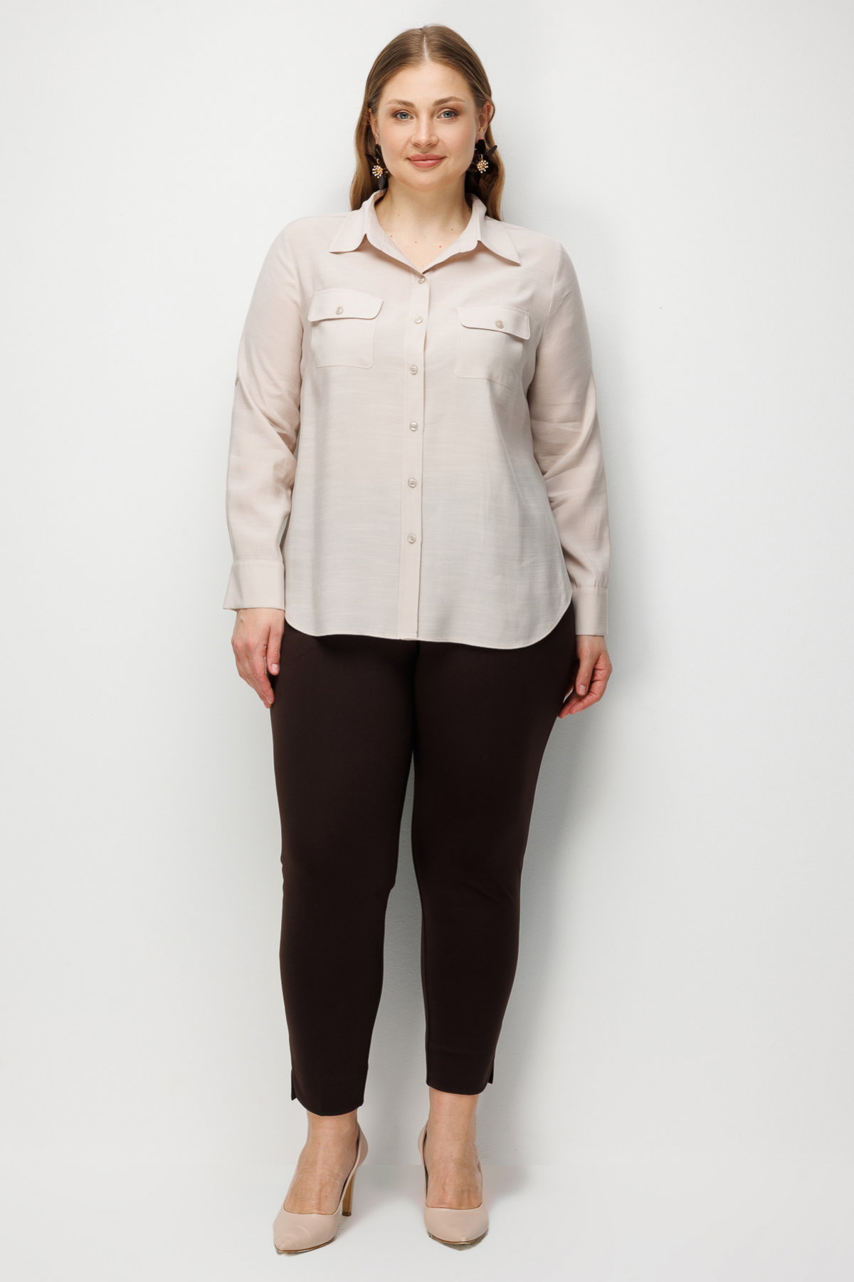 Ekol Kadın Büyük Beden Kapak Cepli Gömlek 2512 Taş - 3
