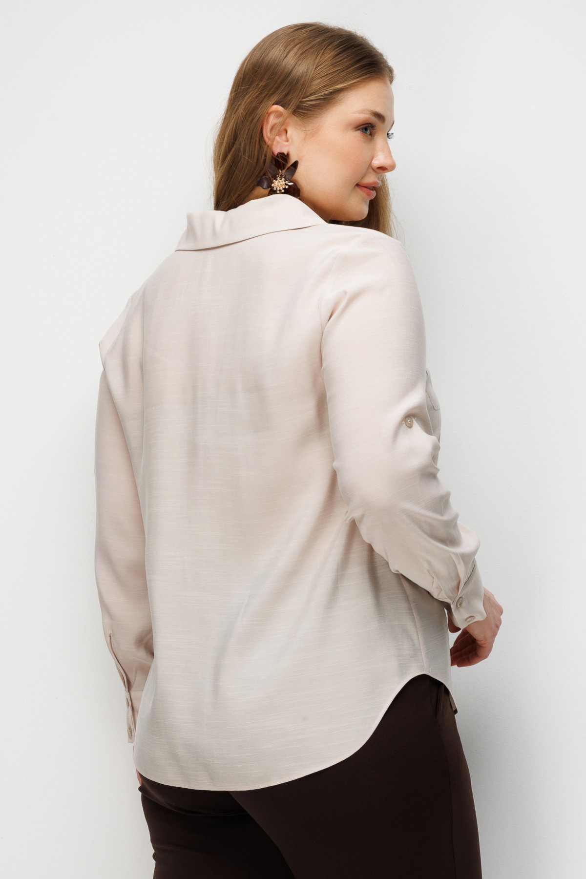 Ekol Kadın Büyük Beden Kapak Cepli Gömlek 2512 Taş - 4