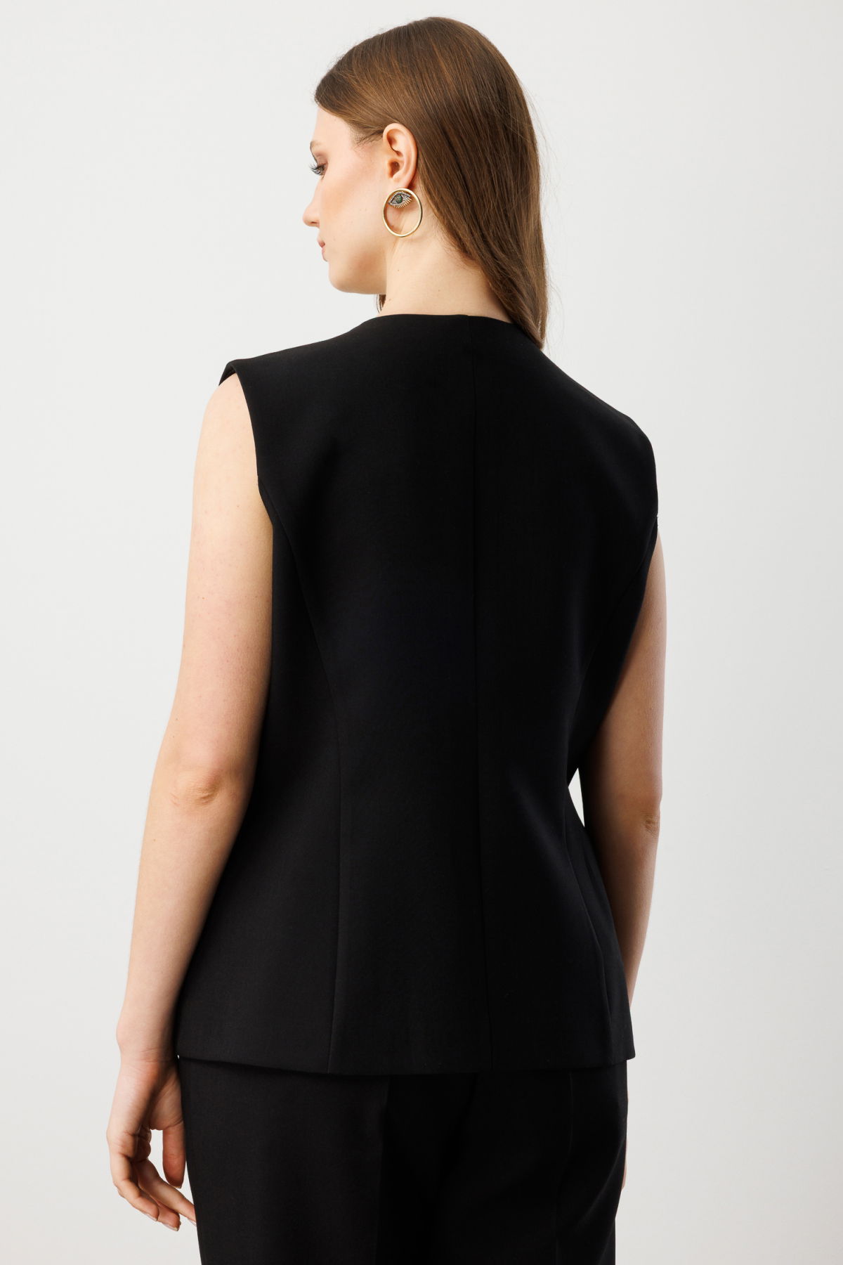 Ekol Kadın Büyük Beden Kapak Cepli V Yaka Yelek 5527 Siyah - 4