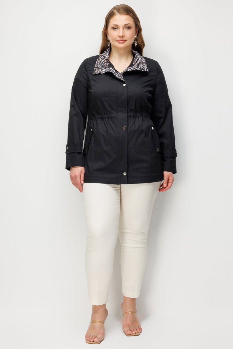 Ekol Kadın Büyük Beden Leopar Desenli Pamuklu Trençkot 7544 Siyah - 3