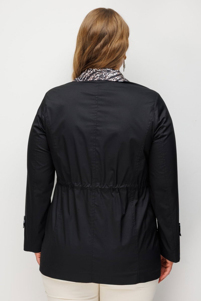 Ekol Kadın Büyük Beden Leopar Desenli Pamuklu Trençkot 7544 Siyah - 4