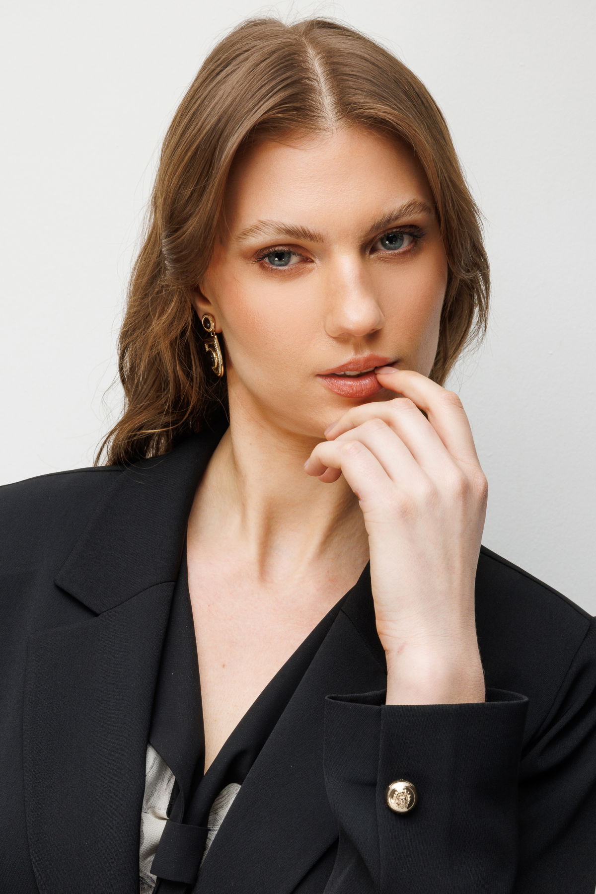 Ekol Kadın Büyük Beden Metal Aksesuarlı Tek Düğme Ceket 1514 Siyah - 2