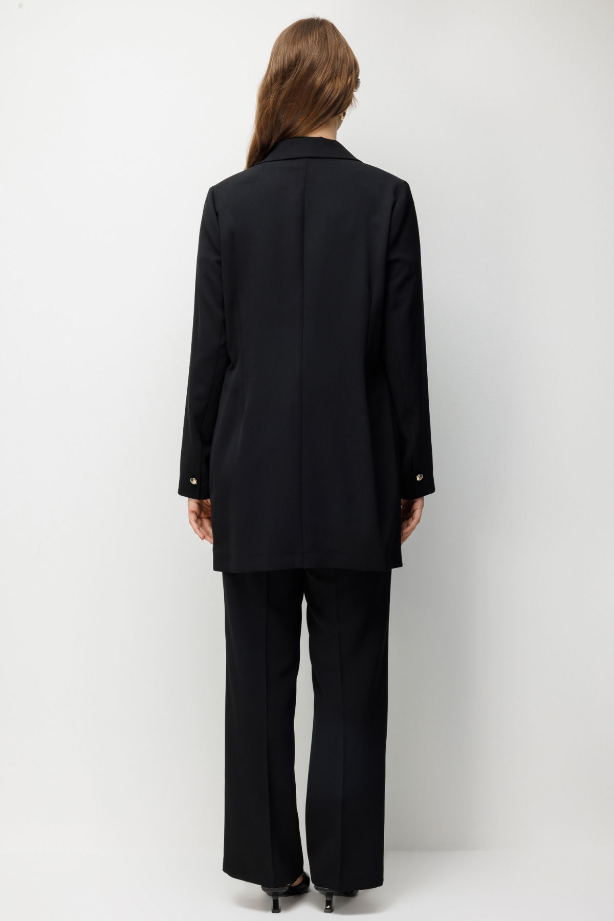 Ekol Kadın Büyük Beden Metal Aksesuarlı Tek Düğme Ceket 1514 Siyah - 4